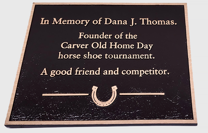 8 in. x 10 in. Bronze memorial plaque with raised letters, dark oxide stain, leatherette background & concealed studs