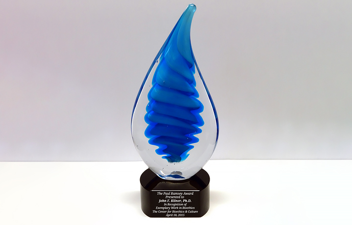 11 in. tall sculpture art glass award