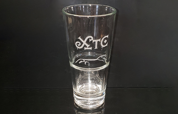 Laser engraved pub glass