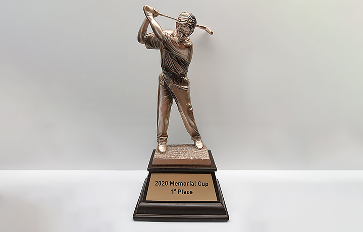 9.5 in. tall bronze resin golf trophy