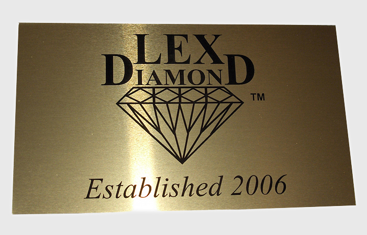 Laser engraved gold aluminum sign