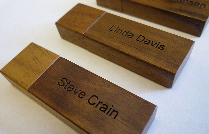 Laser engraved walnut usb flash drives