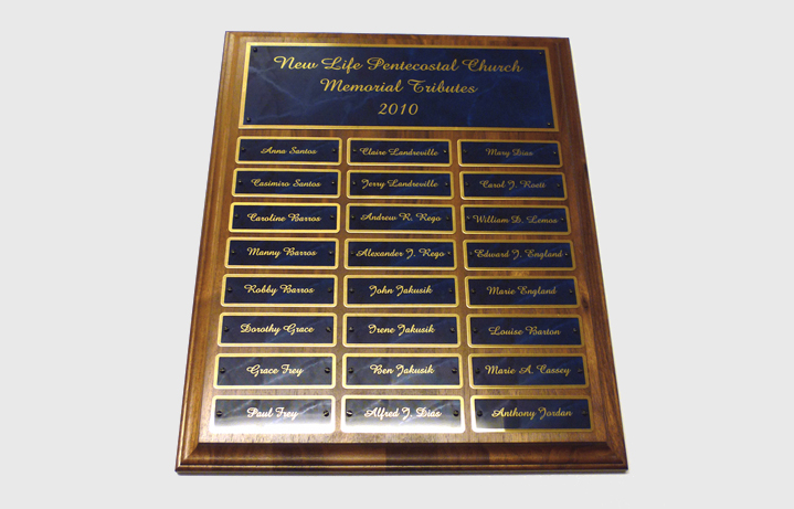 Sapphire memorial perpetual plaque with 24 plates