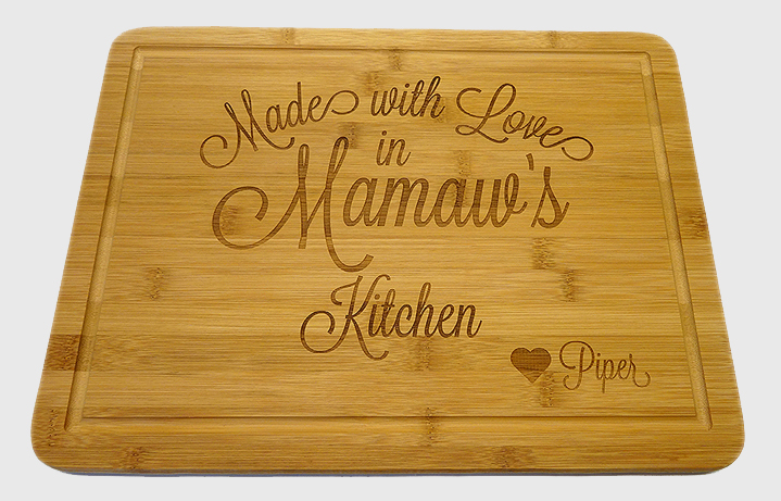 Laser engraved bamboo cutting board